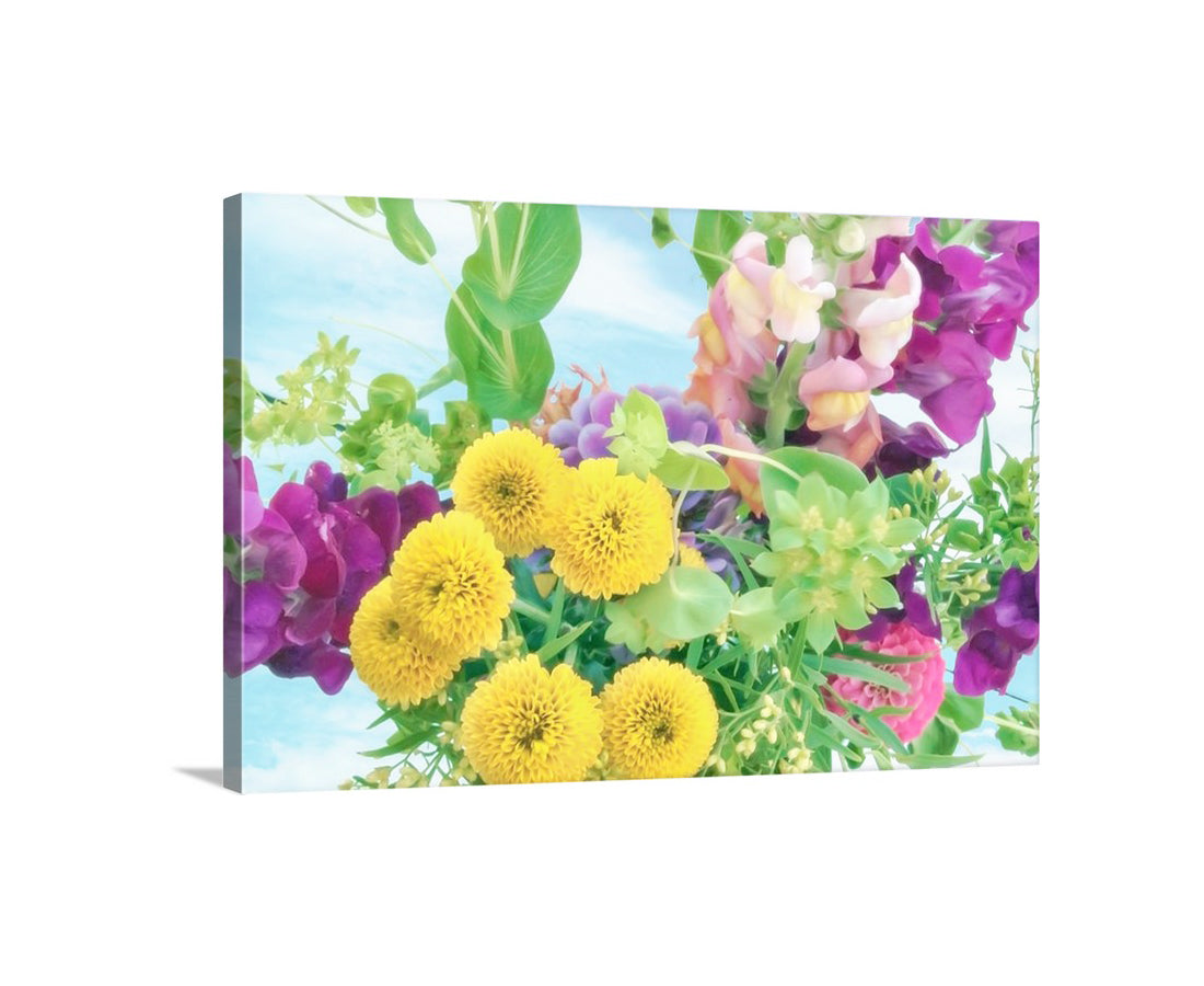 Flower Bouquet Still Life Photograph as Bright Color Floral Wall Art