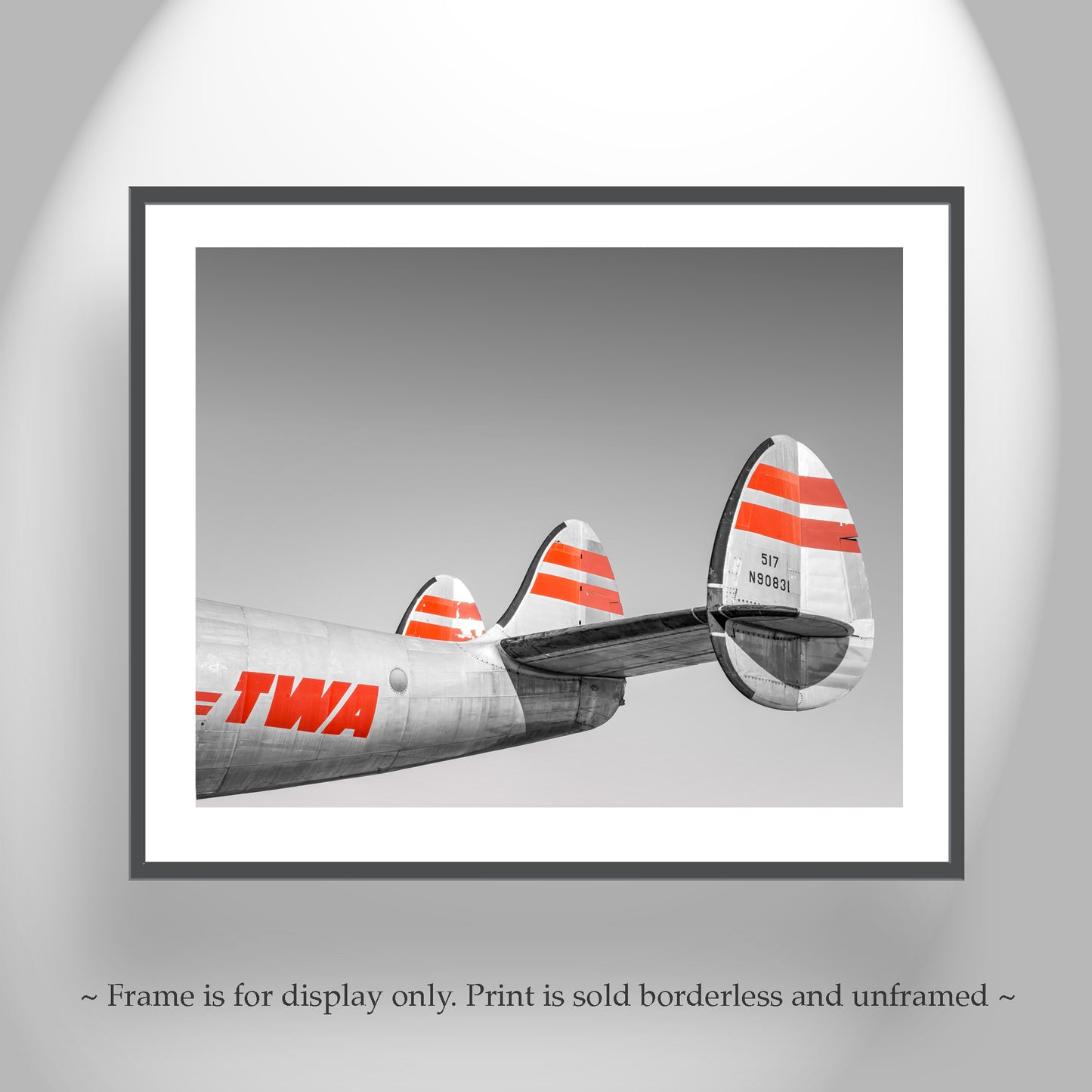TWA Aviation Art Artwork Gift for Pilot in Black and White