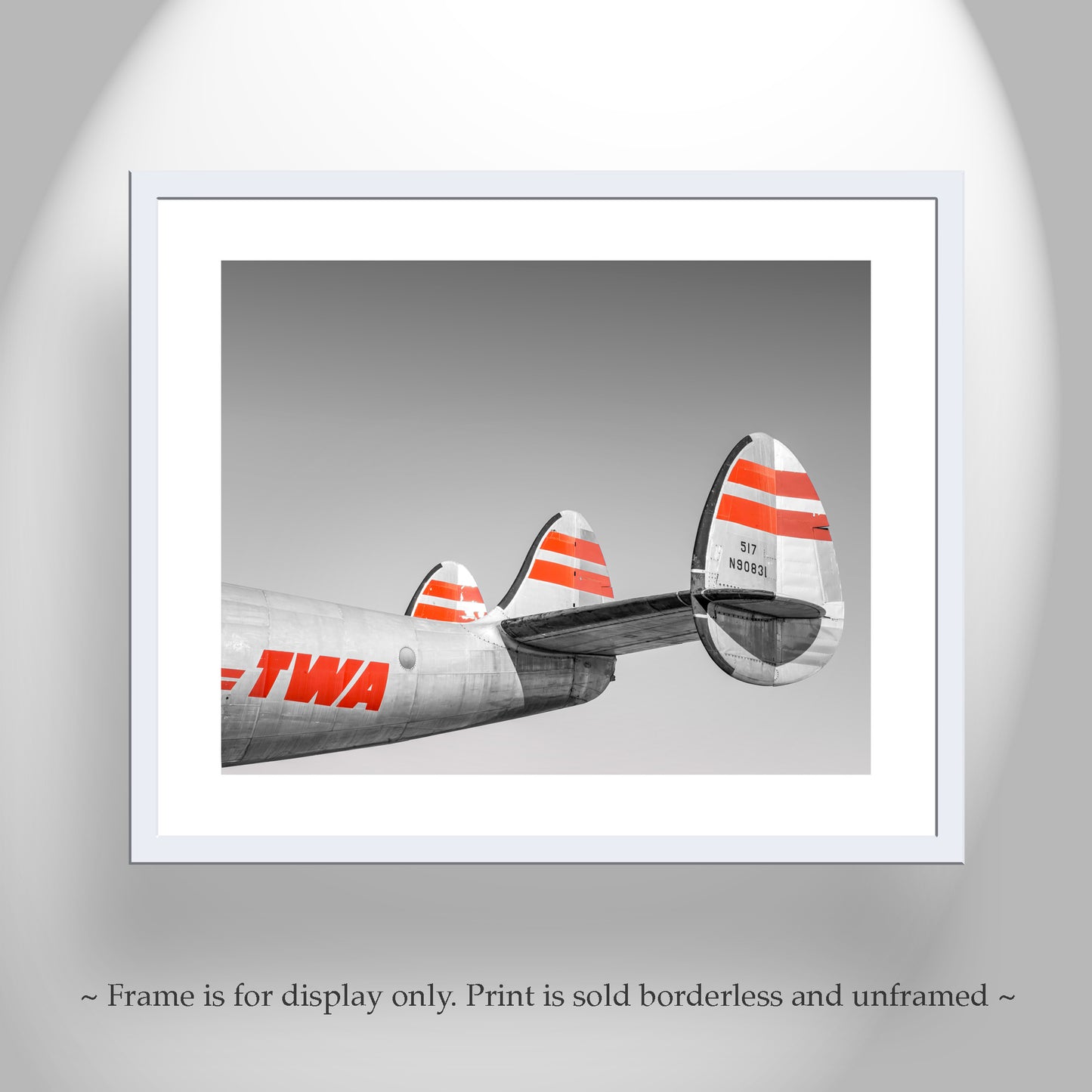 TWA Aviation Art Artwork Gift for Pilot in Black and White