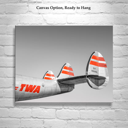 TWA Aviation Art Artwork Gift for Pilot in Black and White