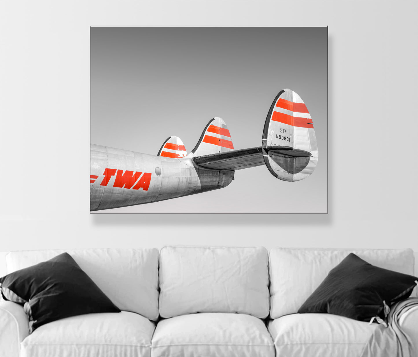 TWA Aviation Art Artwork Gift for Pilot in Black and White