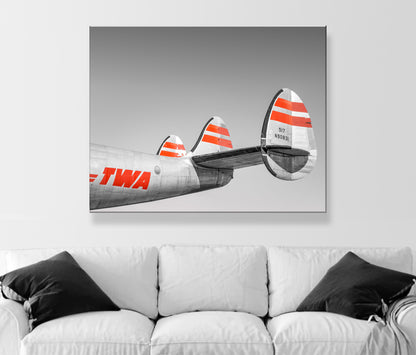 TWA Aviation Art Artwork Gift for Pilot in Black and White