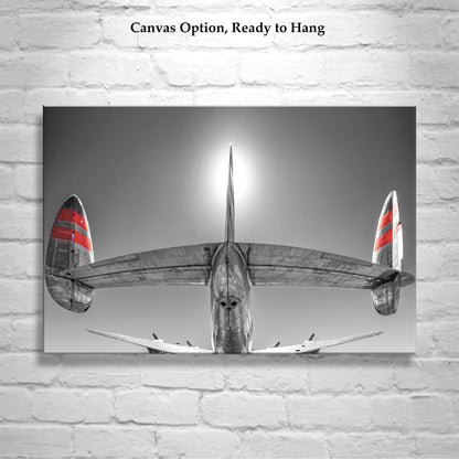 TWA Lockheed Constellation Airliner Aviation Wall Art | Black and White Airplane Photography | Trans World Airlines