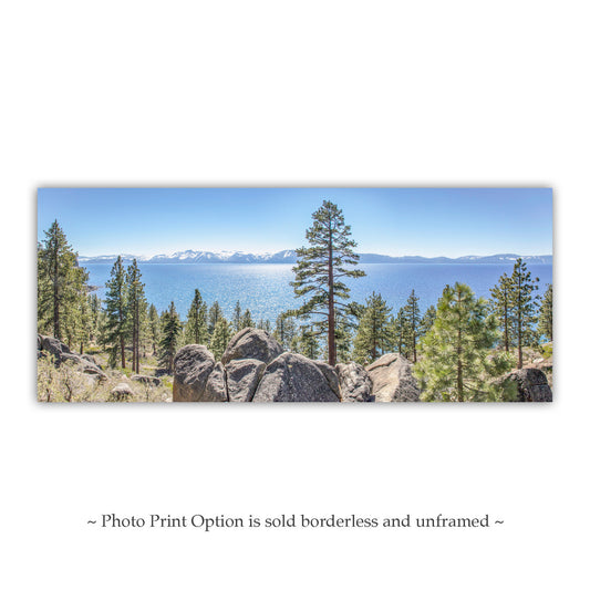 Lake Tahoe Nevada Panoramic Photograph | Sierra Mountains Landscape Wall Art for Home Living Room