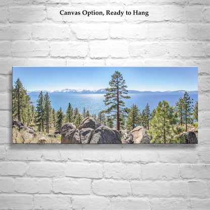 Lake Tahoe Nevada Panoramic Photograph | Sierra Mountains Landscape Wall Art for Home Living Room