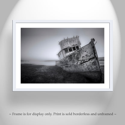 Old Boat Shipwreck Wall Art at Tomales Bay California Coast