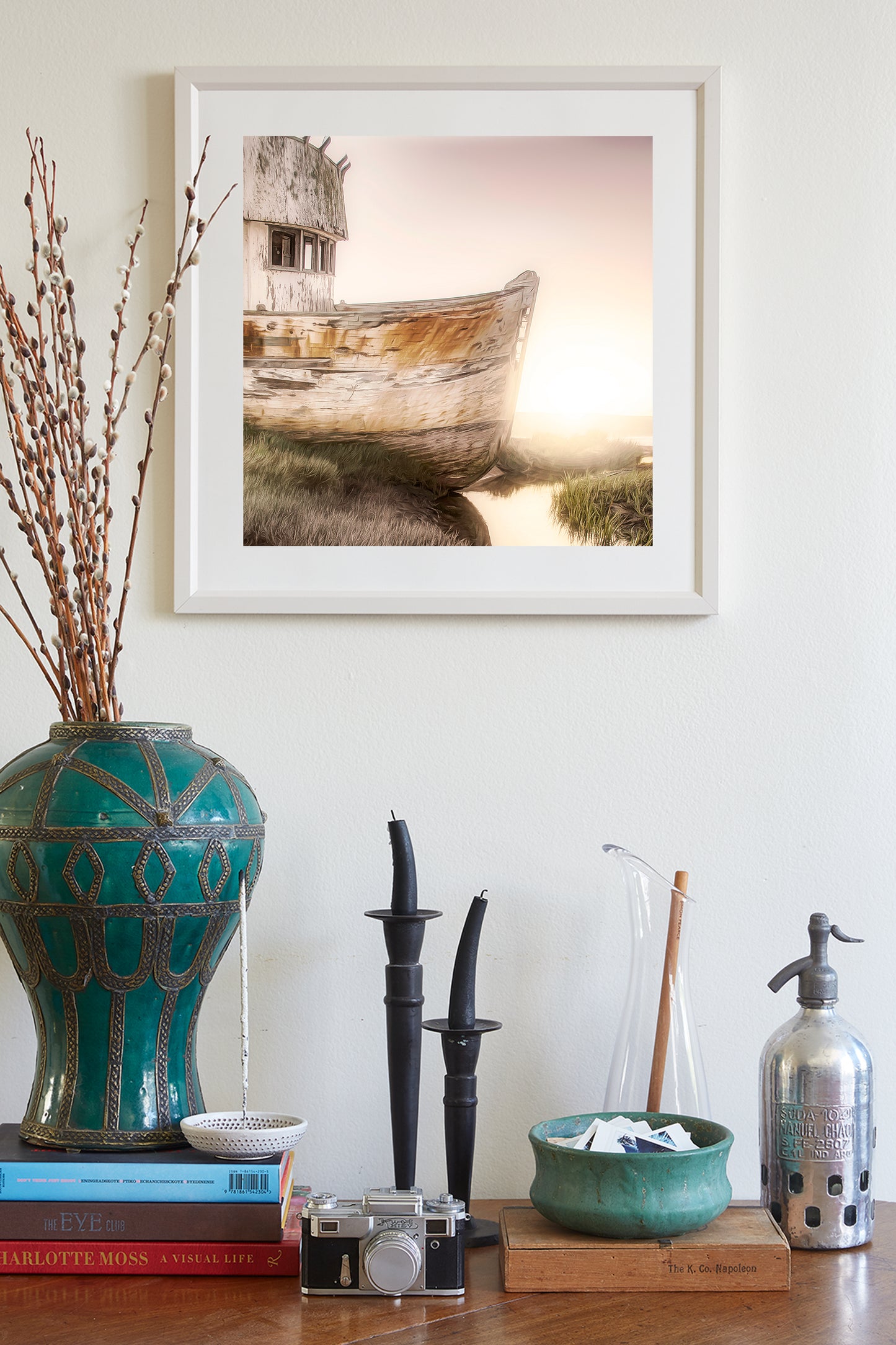 Tomales Bay Marin County Wall Art | Old Shipwreck Square Nautical Picture