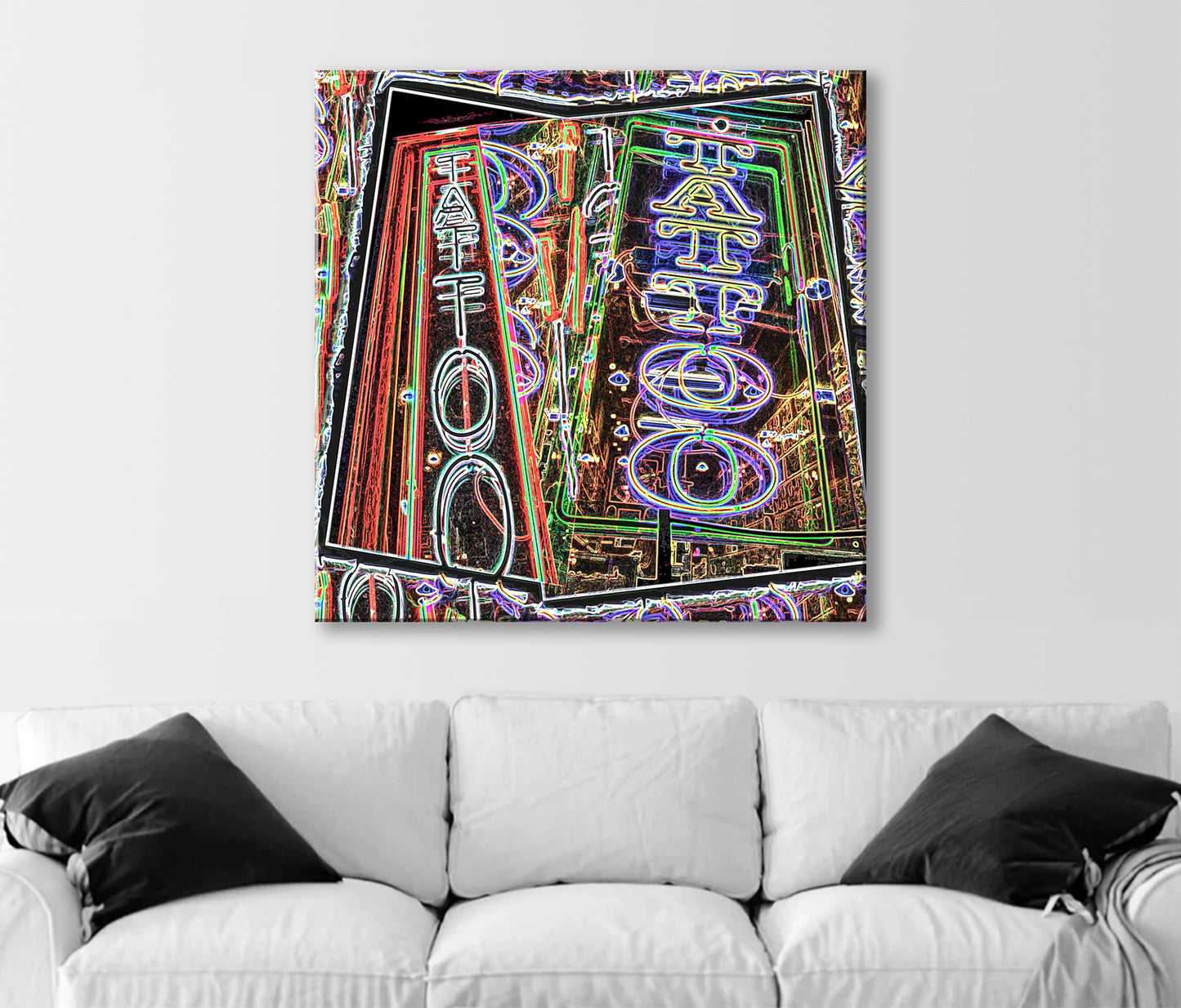 Neon Abstract Art Print Tucson AZ Urban Street Sign Tattoo Parlor