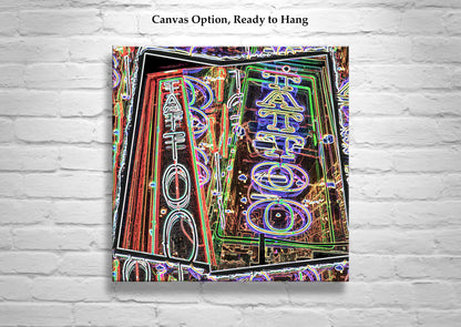 Neon Abstract Art Print Tucson AZ Urban Street Sign Tattoo Parlor