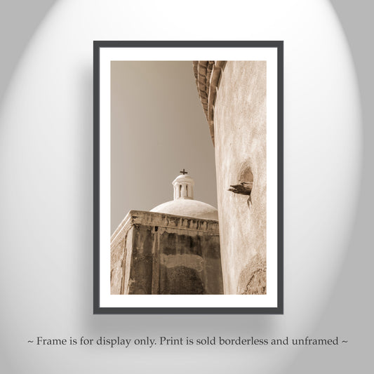 The gorgeous vintage architecture of old Arizona: Mission San Jose de Tumacacori, near Tucson at the borderlands. Original, unique signed art by Murray Bolesta!