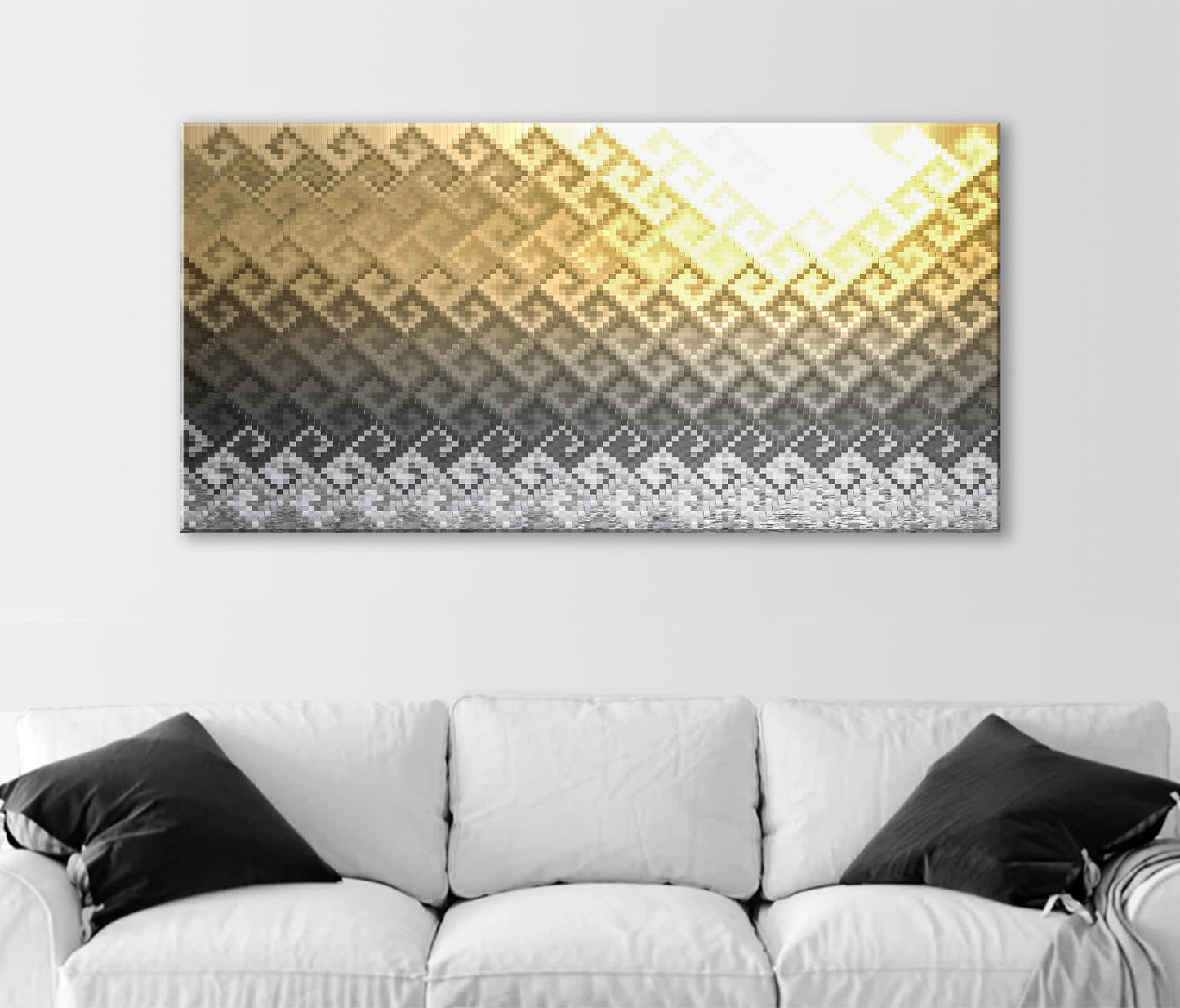 Psychedelic Abstract Ocean Sunset Panorama Framed Canvas