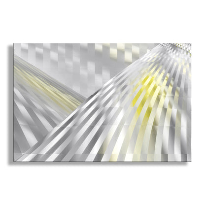 Abstract design with wavy lines in gray and yellow on a white background. Abstract Grey & Yellow Wall Art as Large Geometric Wall Decor