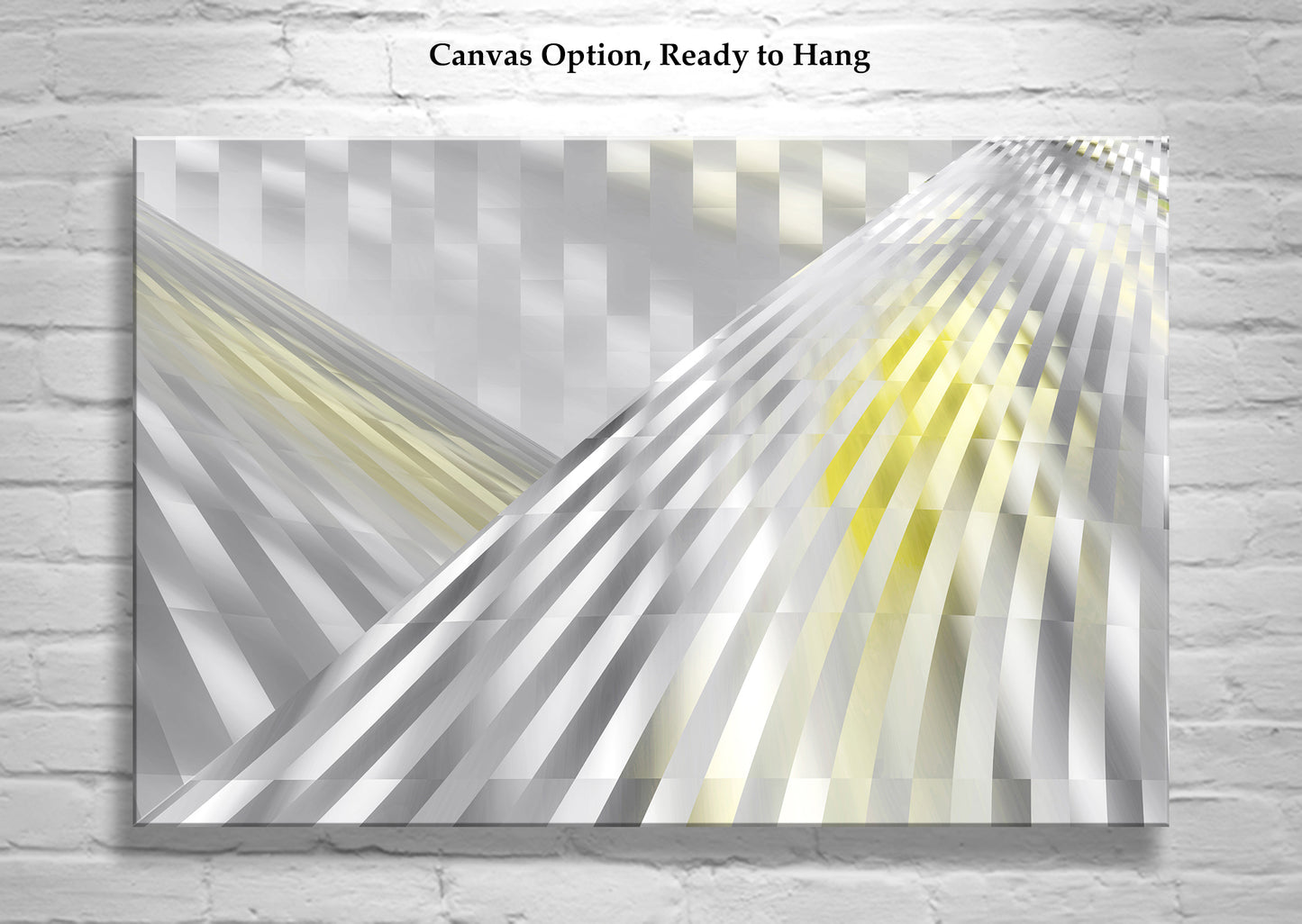 Abstract Grey & Yellow Art on Canvas as Large Geometric Wall Decor