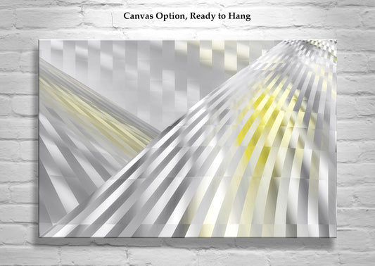 Abstract Grey & Yellow Art on Canvas as Large Geometric Wall Decor