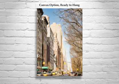 Upper West Side NYC Art Print at Central Park West in Winter