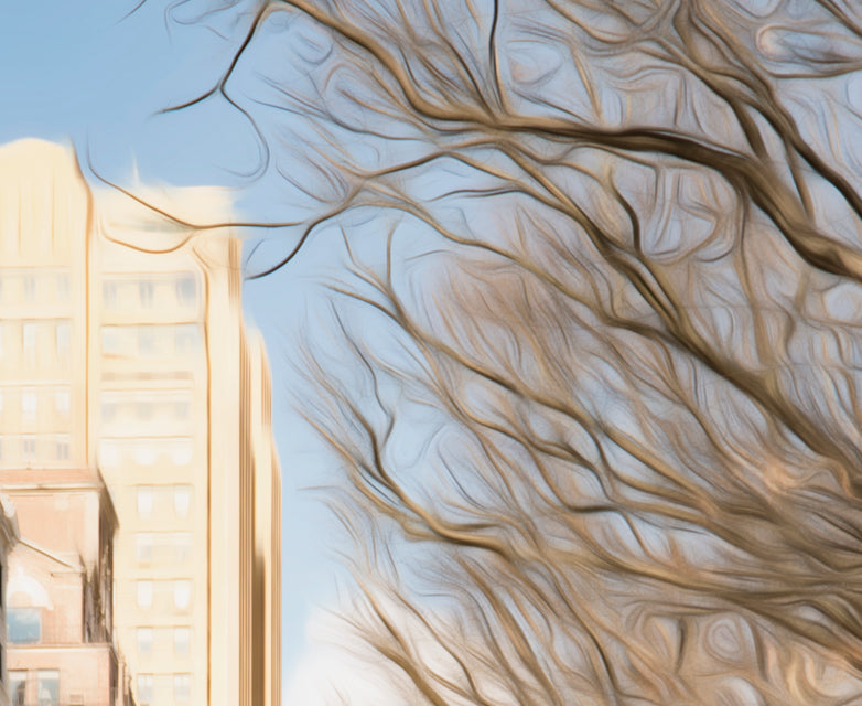 Upper West Side NYC Art Print at Central Park West in Winter