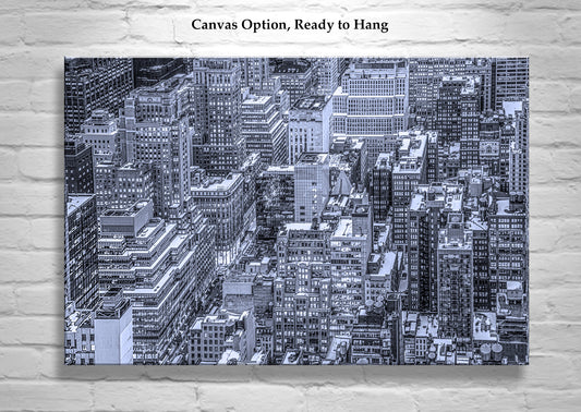 New York City Winter Wall Art Print | Midtown Manhattan Rooftops Cityscape