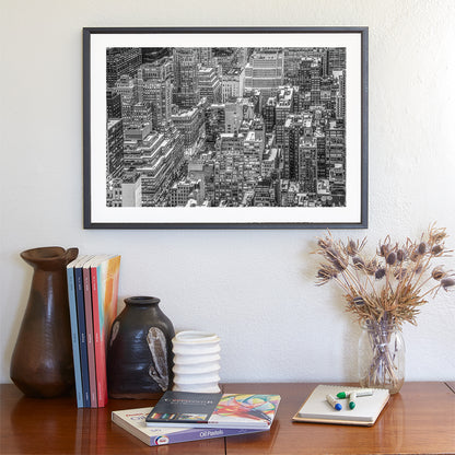 Midtown Manhattan Black & White Art Print of Rooftops in Winter