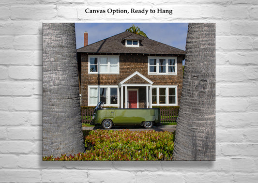 VW Bus Picture as Automotive Art with Custom Vintage Minivan Convertible