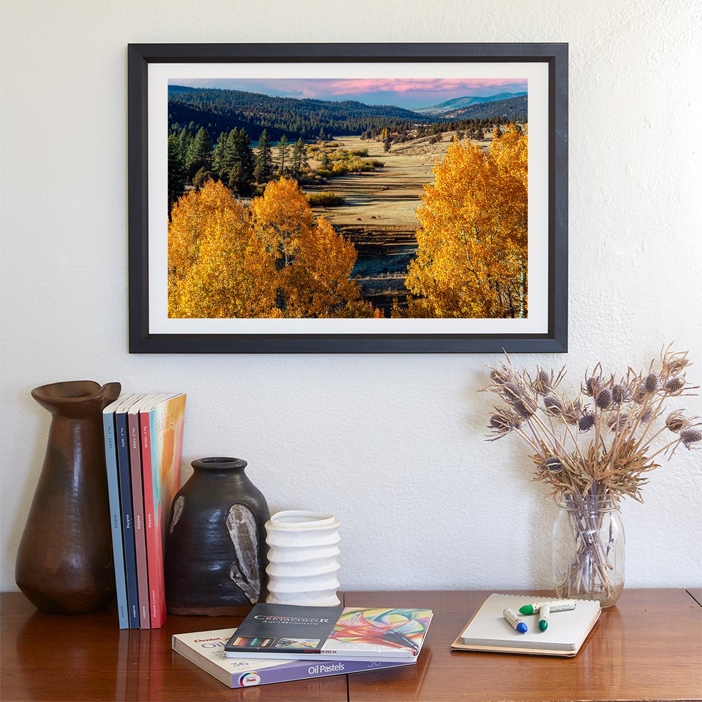 Quaking Aspen Western Landscape Art Print on Framed Canvas | Fall Photography