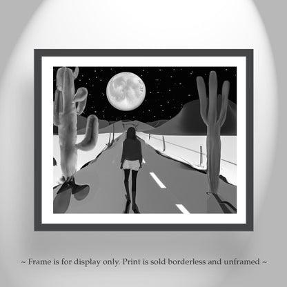 Desert Highway Night Surreal Fine Art Print | Desert Moon