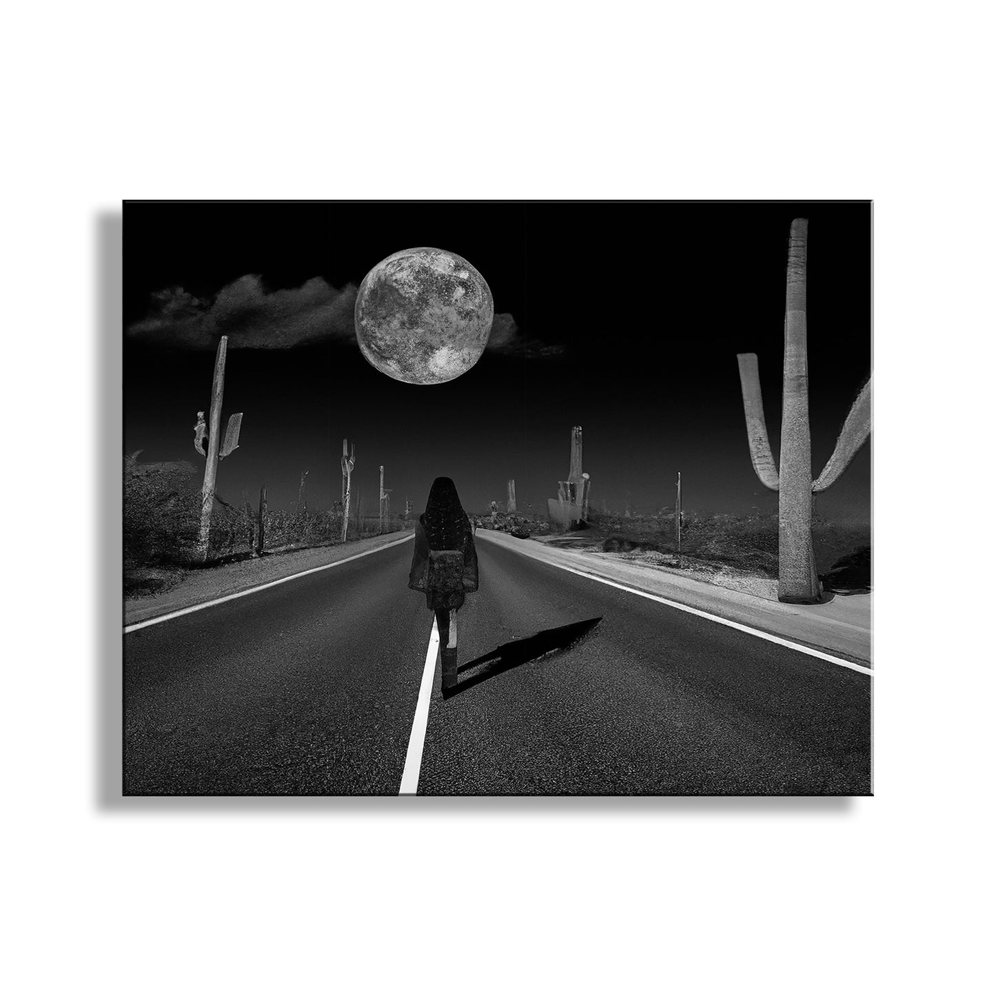 My moody digital art - a woman roams a desert highway. Unique signed art by Murray Bolesta!