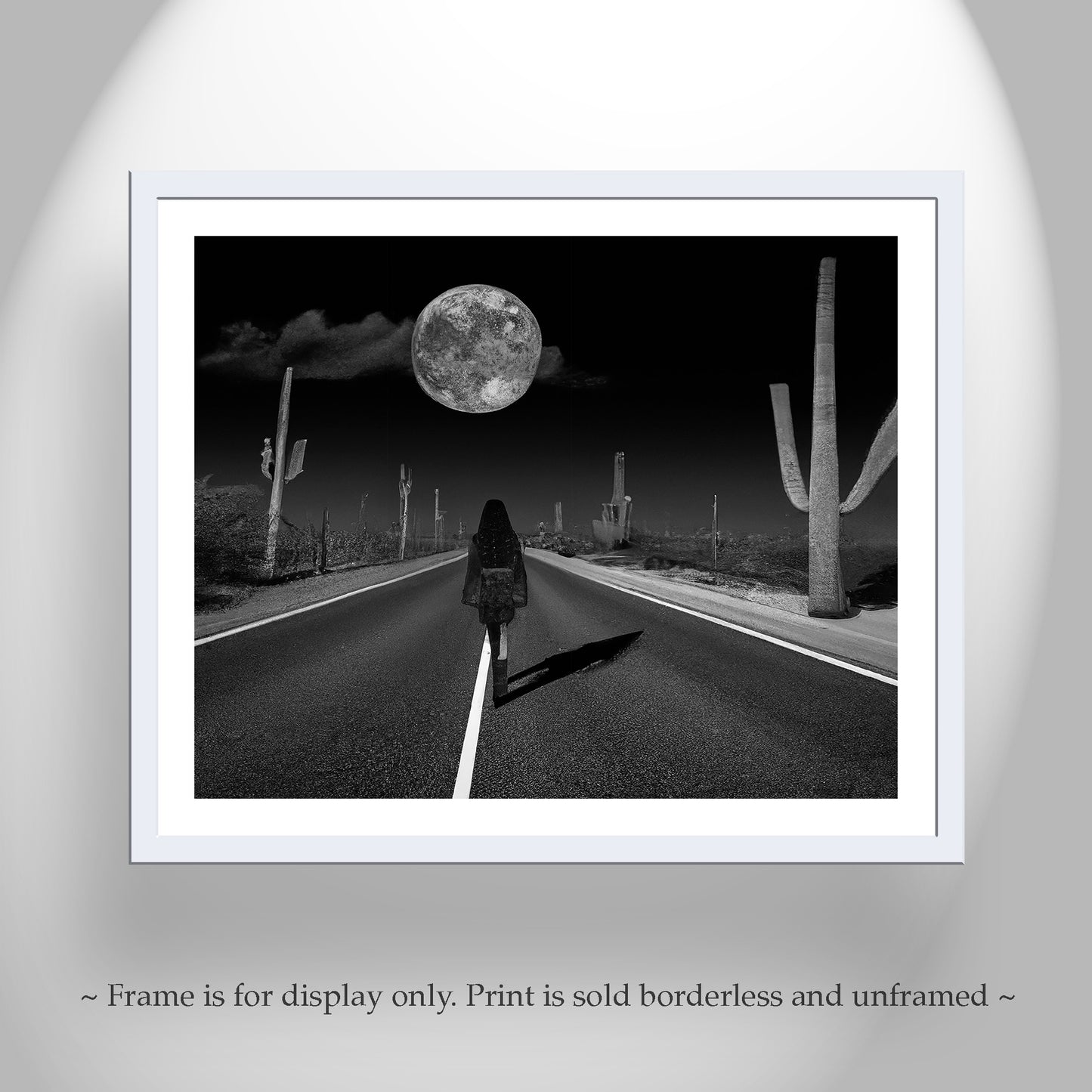 Black and White Surreal Desert Moon Art Print