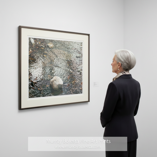 Rock in a stream with clear water on a white background. Madera Canyon Arizona  Mountain Creek Fine Art Nature Photography with Water Ripples by Murray Bolesta
