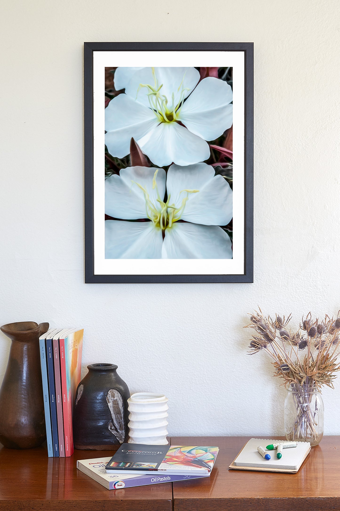 White Evening Primrose Wildflower Art from Southern Arizona