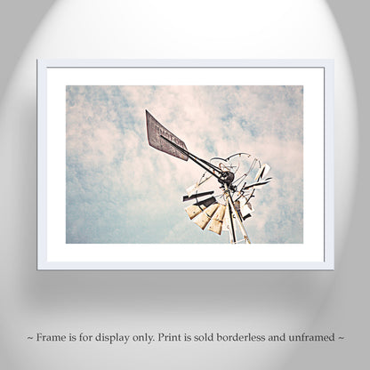 Vintage Windmill Wall Art Print in Rustic Style in Southern Arizona USA!