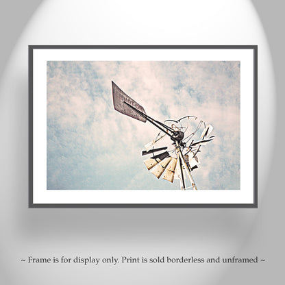 Vintage Windmill Wall Art Print in Rustic Style in Southern Arizona USA!