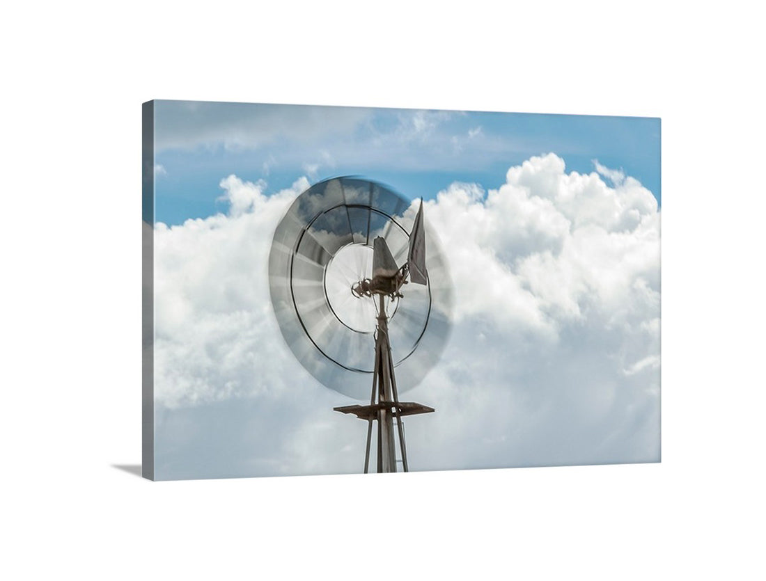 Farm Windmill Photograph with Southern Arizona Stormy Sky & Clouds