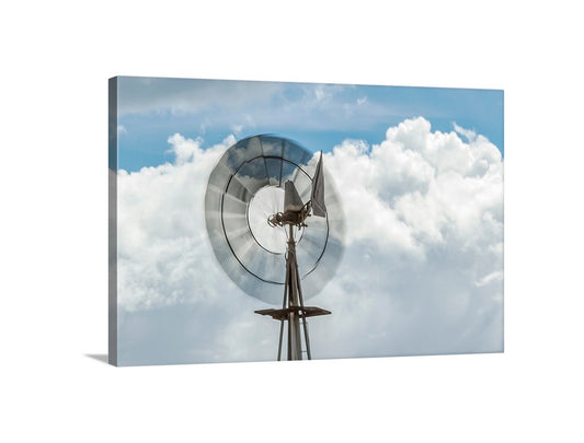 Farm Windmill Photograph with Southern Arizona Stormy Sky & Clouds