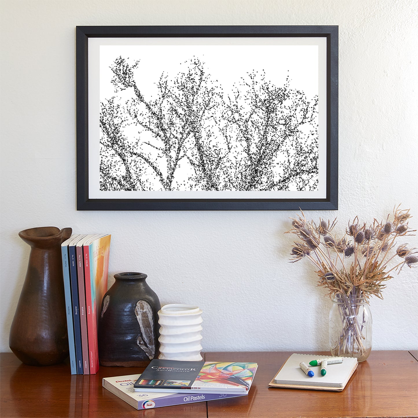 Abstract Black & White Winter Tree Art | Mexico Border Minimalist Nature