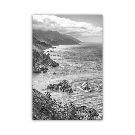 Pacific Coast Black and White Framed Art | Big Sur California Gift