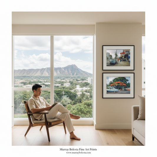 Honolulu Waikiki Street Photo Set – Vintage Poinciana Tree Art