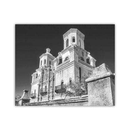 Tucson Arizona Mission San Xavier del Bac Cathedral in Black and White