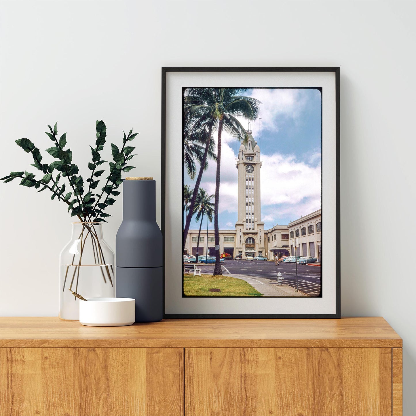 Honolulu Hawaii Vintage Photograph of Aloha Tower Lighthouse
