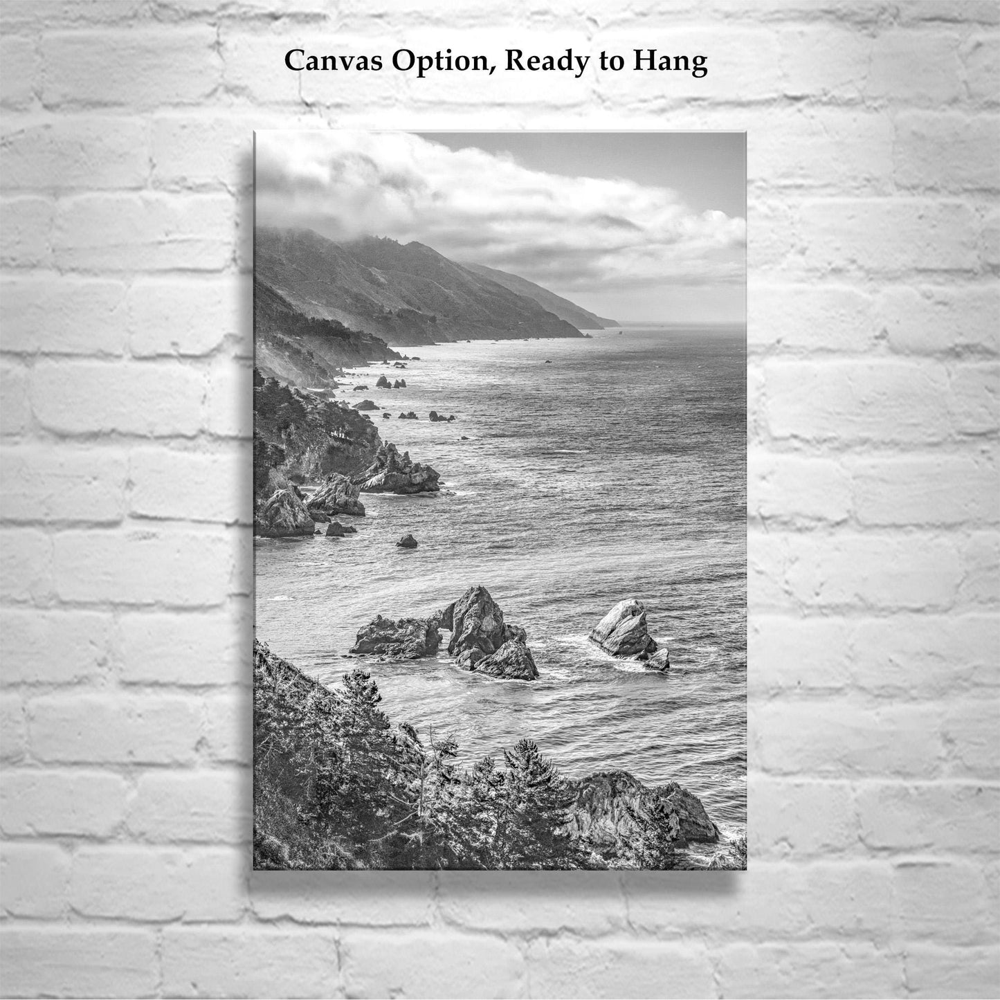 Pacific Coast Black and White Framed Art | Big Sur California Gift