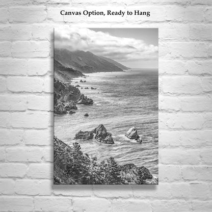 Pacific Coast Black and White Framed Art | Big Sur California Gift
