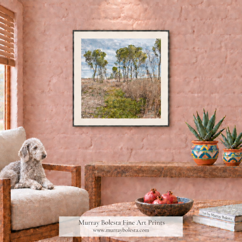 Arizona border grasslands landscape with Cottonwood trees by Murray Bolesta