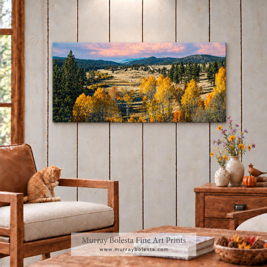 Autumn ranch panorama art by Murray Bolesta in mounted canvas!