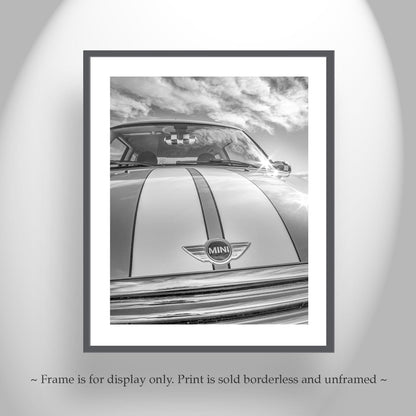 Mini Cooper Car Art Print in Black and White | British Car Art