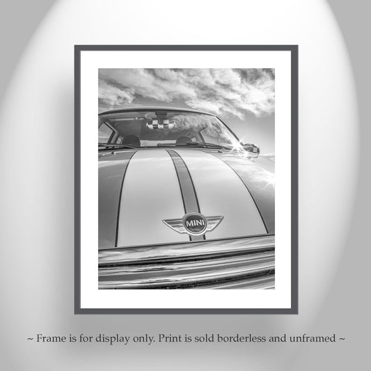 Mini Cooper Car Art Print in Black and White | British Car Art