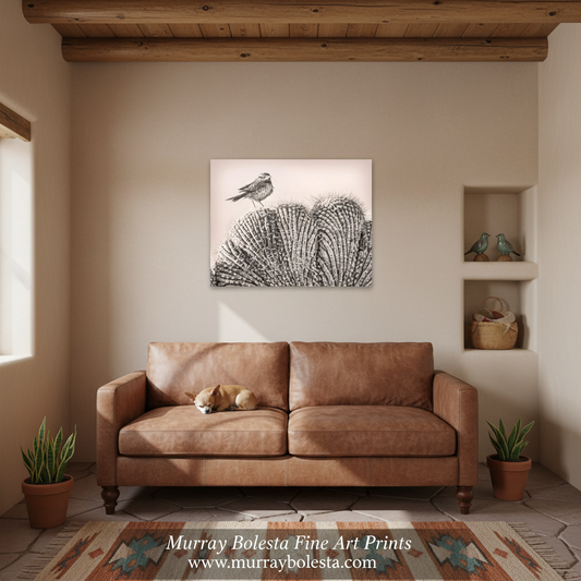Cactus Wren on Crested Saguaro Print | Tucson Arizona Bird Art