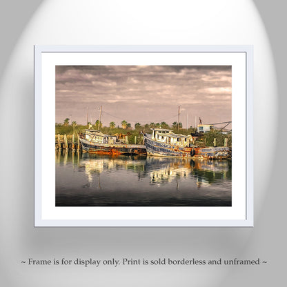 South Padre Island Shrimp Boat Art – Vintage Nautical Print Texas