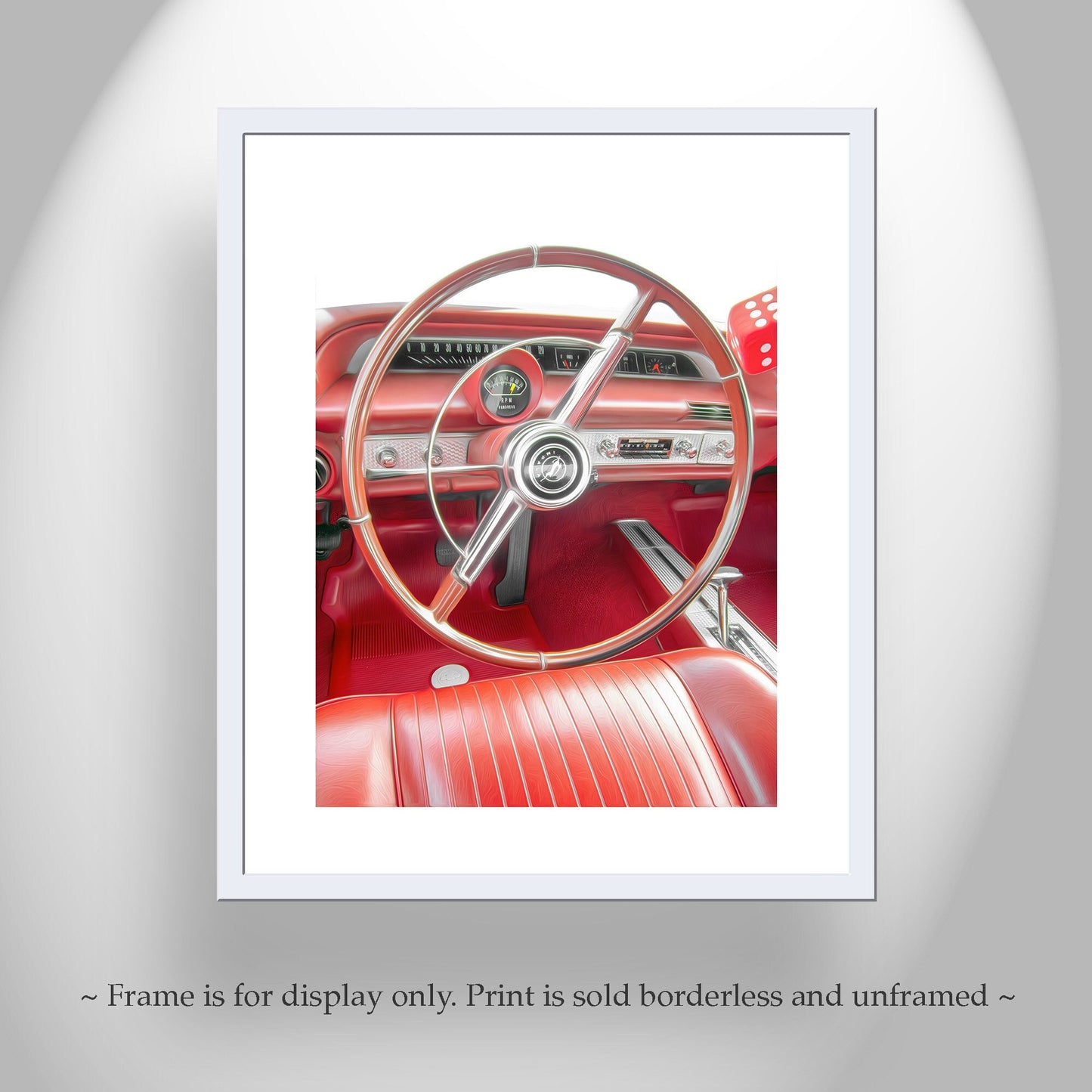 Red Chevy Impala Car Art Print Print as Wall Decor
