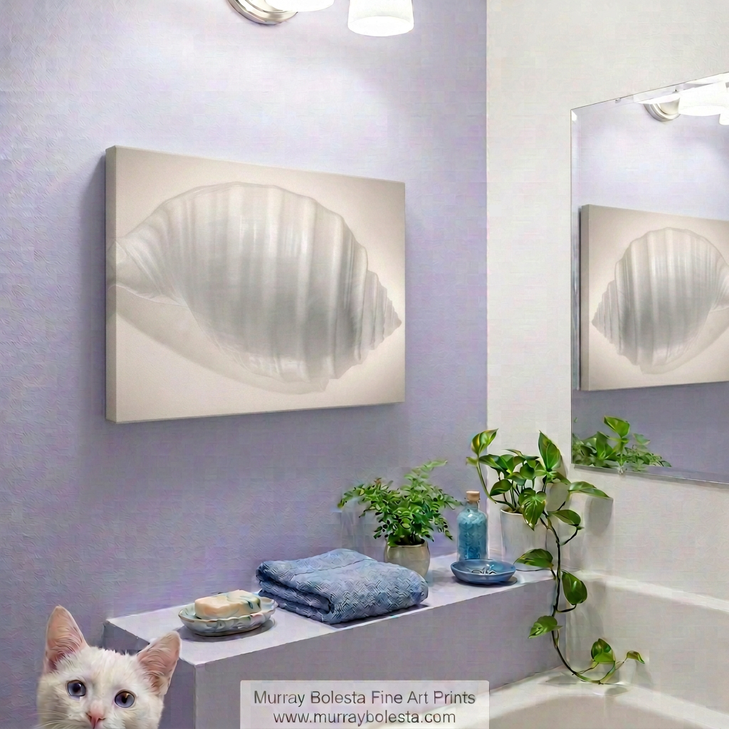Bathroom artwork with seashell by Murray Bolesta!