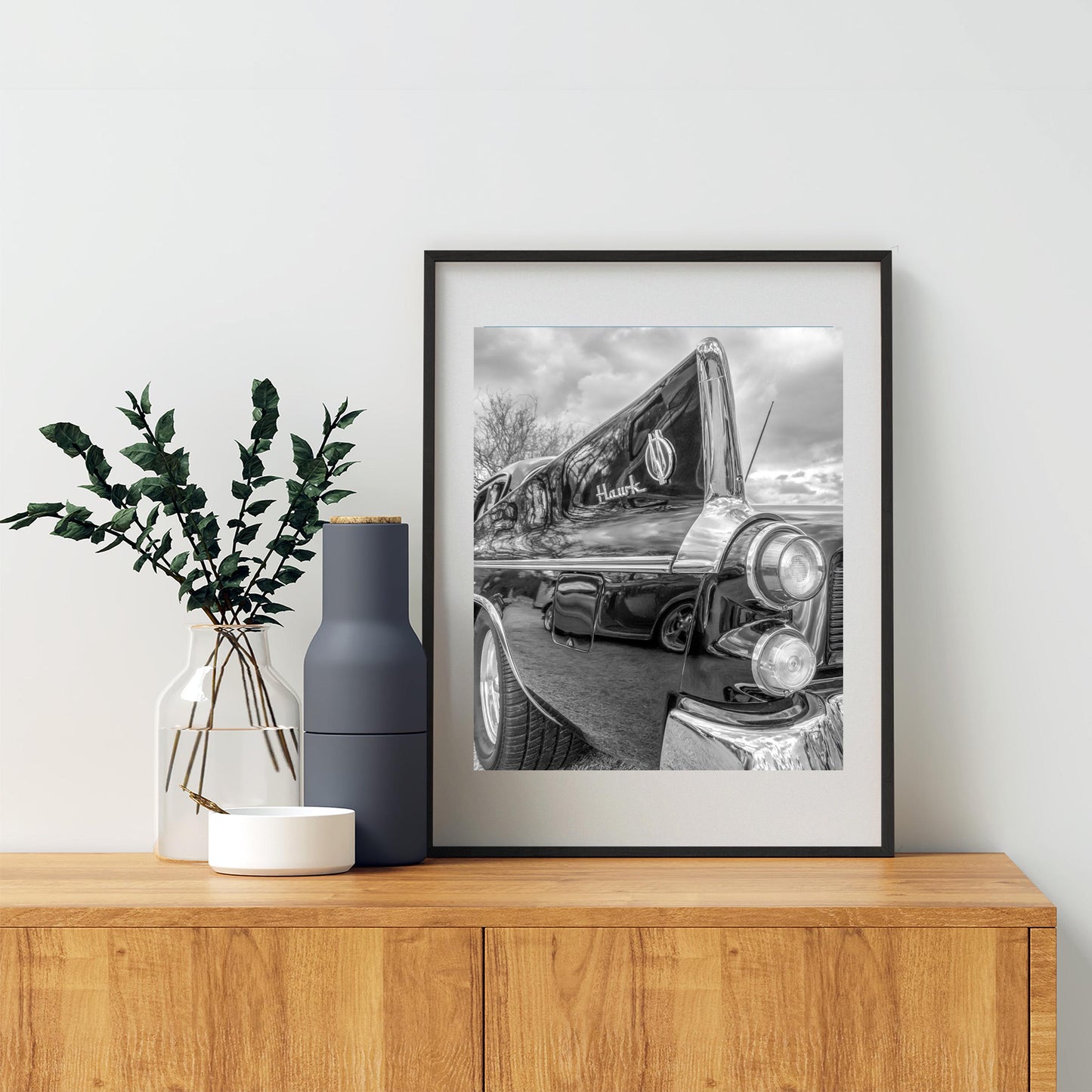 Studebaker Hawk Car Art Print – Black & White Automotive Wall Decor