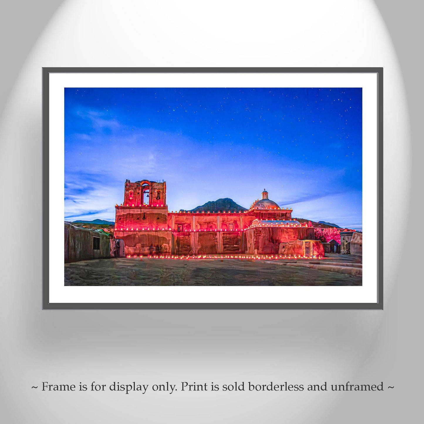 Farolito Church Scene – Arizona Luminaria Night in Tumacacori